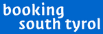 Logo with booking south tyrol text on blue background